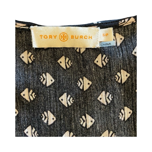 Tory Burch Black Seymore Fish Deep V Swimsuit Coverup/Dress/Tunic SZ S - Picture 3 of 4